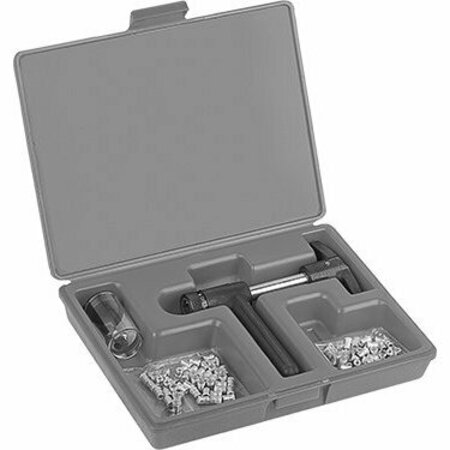 BSC PREFERRED Low-Profile Rivet Nut Cadmium-Plated Steel 100 Nuts with Tool Kit 8-32 Size 98560A123